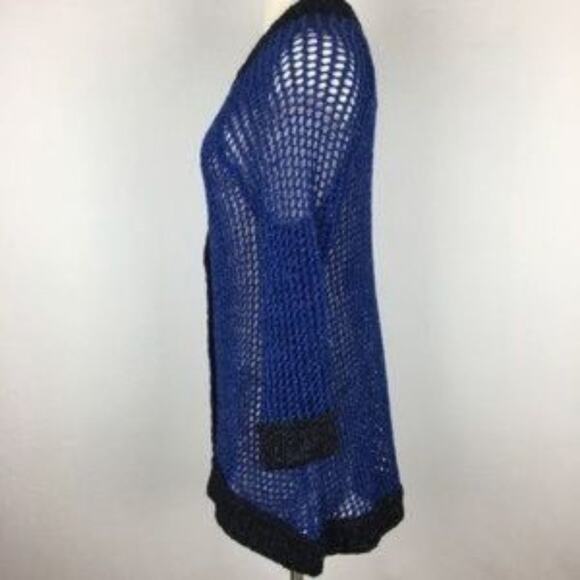 Plenty by Tracy Reese NWT Blue Open Weave Cardigan  Small - Picture 4 of 9